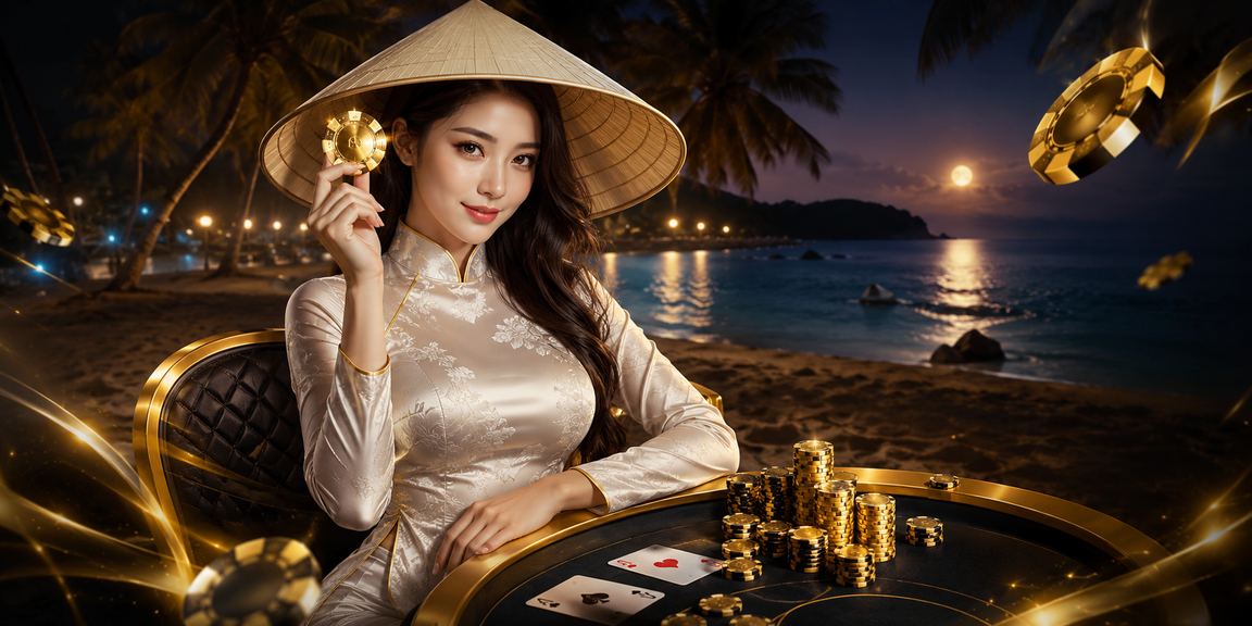 Người chơi Baccarat tại Côn Đảo trong trang phục áo dài với giao diện casino trực tuyến